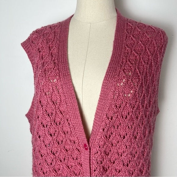 Handmade Button Front Open Knit Vest - Picture 3 of 7
